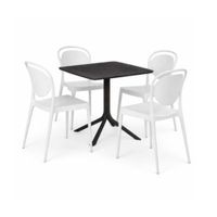 Pack  de Comedor / Mesa TORONTO NEGRO+ 4 sillas MARSELLA I BLANCO
