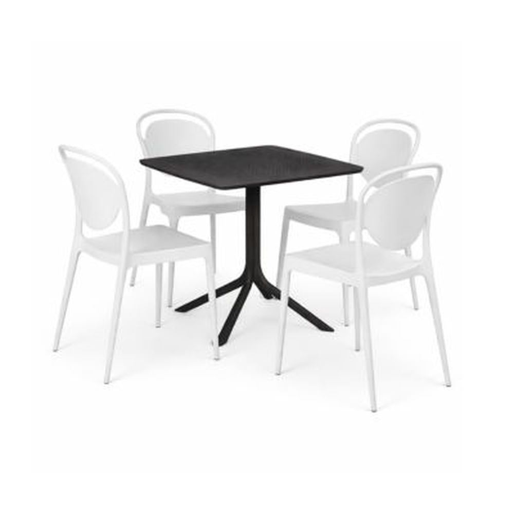 Pack  de Comedor / Mesa TORONTO NEGRO+ 4 sillas MARSELLA I BLANCO