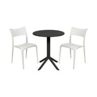 Pack  de Comedor / Mesa TURIN NEGRO + 2 sillas BRUSELA BLANCO