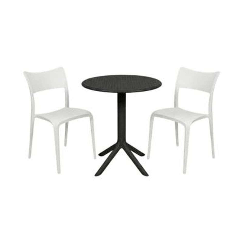 Pack  de Comedor / Mesa TURIN NEGRO + 2 sillas BRUSELA BLANCO