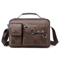 Bandolera Hombre Cuero PU  Morral Weixier Porta Tablet Marrón Negro