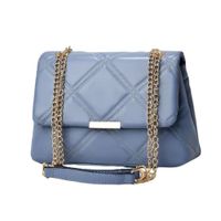 Bolso de cadena para mujer Retro Cuero Relieve Acolchonado Suave Negro