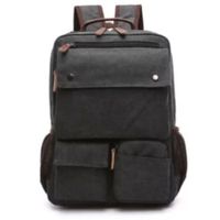 Mochila de -Tela lonar gris  varios compartimiento viajero-estudiante