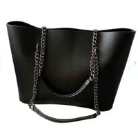 Bolso elegante de hombro de cuero de PU Negro