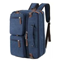 Maletin Mochila de lona de alta calidad Vintage color AZUL multiuso