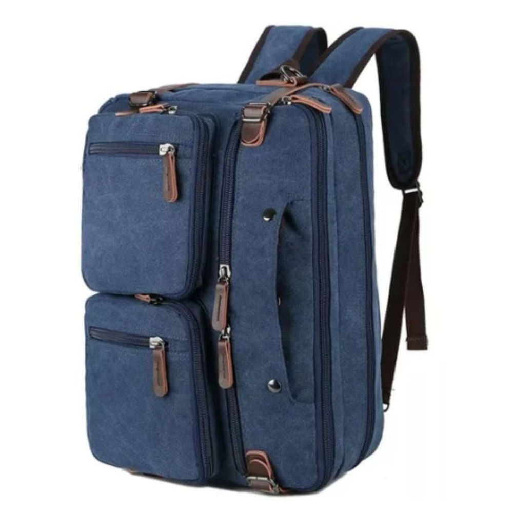 Maletin Mochila de lona de alta calidad Vintage color AZUL multiuso