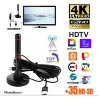 Antena De TV Amplificada Interior Digital HD 200 Millas Ultra-Negro