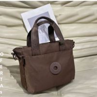 Bolso de Mano Material de Nailon Impermeable con Cierre de Cremallera Negro