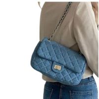 Bolso de hombro de hilo bordado clásico Cadena bolsos cruzado Negro