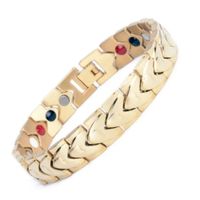 Brazalete Pulsera Biomagnetica Control de ansiedad - Dorado Negro Brillante