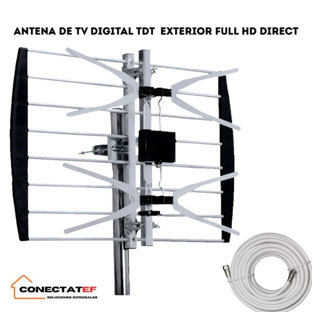 Antena De Tv Digital Tdt  Exterior Full HD Direct conectatef  mas cable coaxial10m