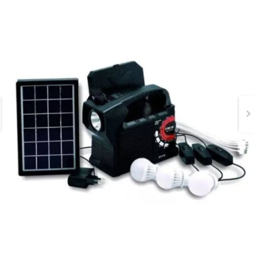 Lampara Radio Solar Kit Multifuncional Recargable Con Panel