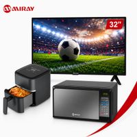 Combo TV 32 Pulgadas Google TV HD Más  Microondas 20L Más Freidora de Aire 3L