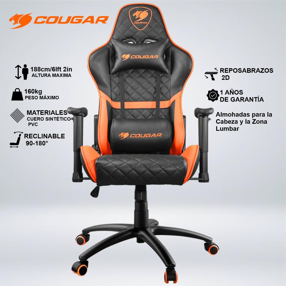 SILLA GAMER ARMOR ONE COJIN LUMBAR Y CUELLO RECLINA 180 GRADOS REPOSABRAZO 2D