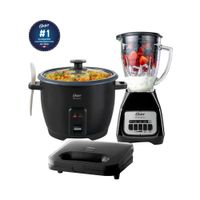 Combo Oster Licuadora 1.5Lts - Olla Arrocera 10 Tazas - Sandwichera