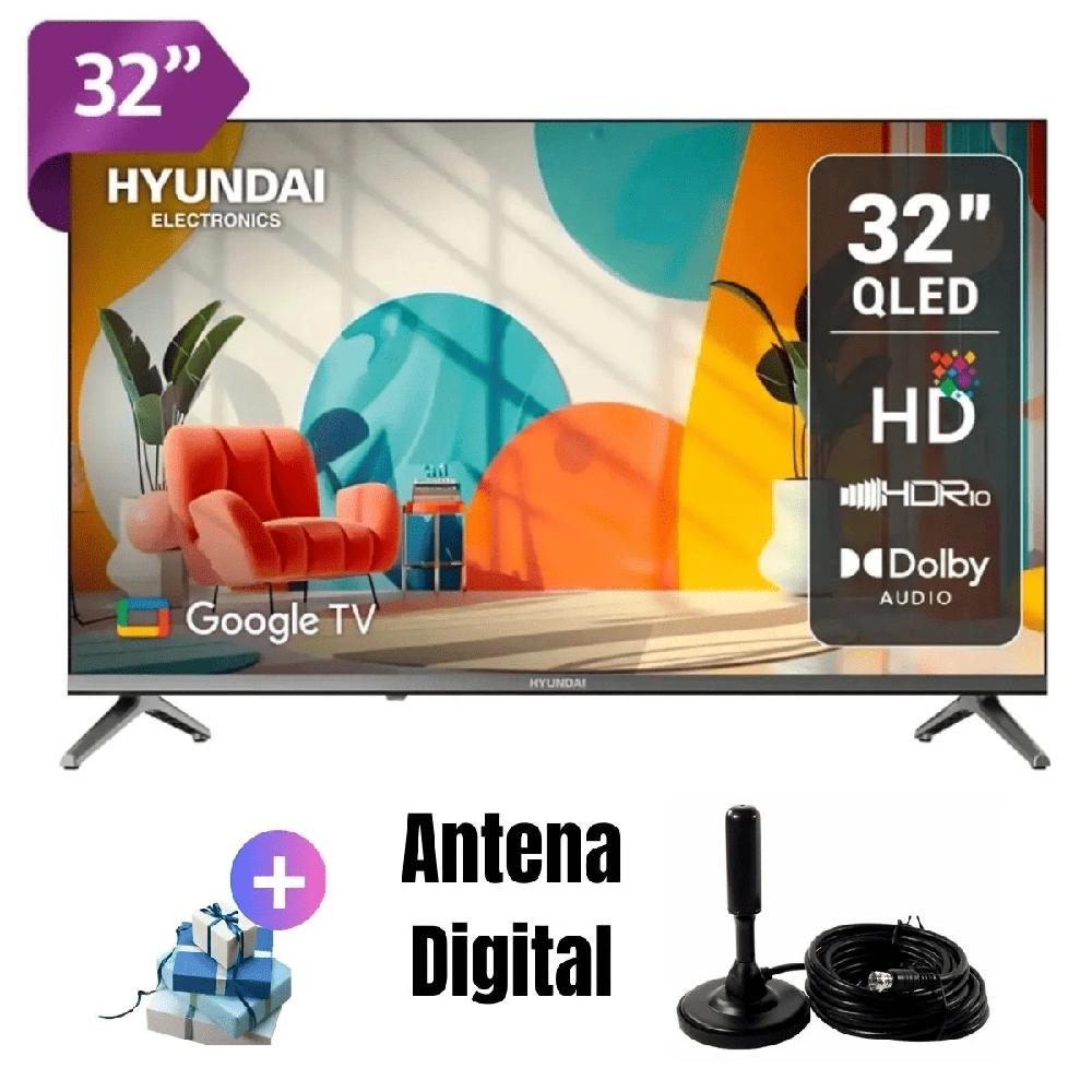 Televisor Hyundai 32 Pulgadas QLED HD HDR10 Google TV HYLED3259QG - Antena Digital 2025
