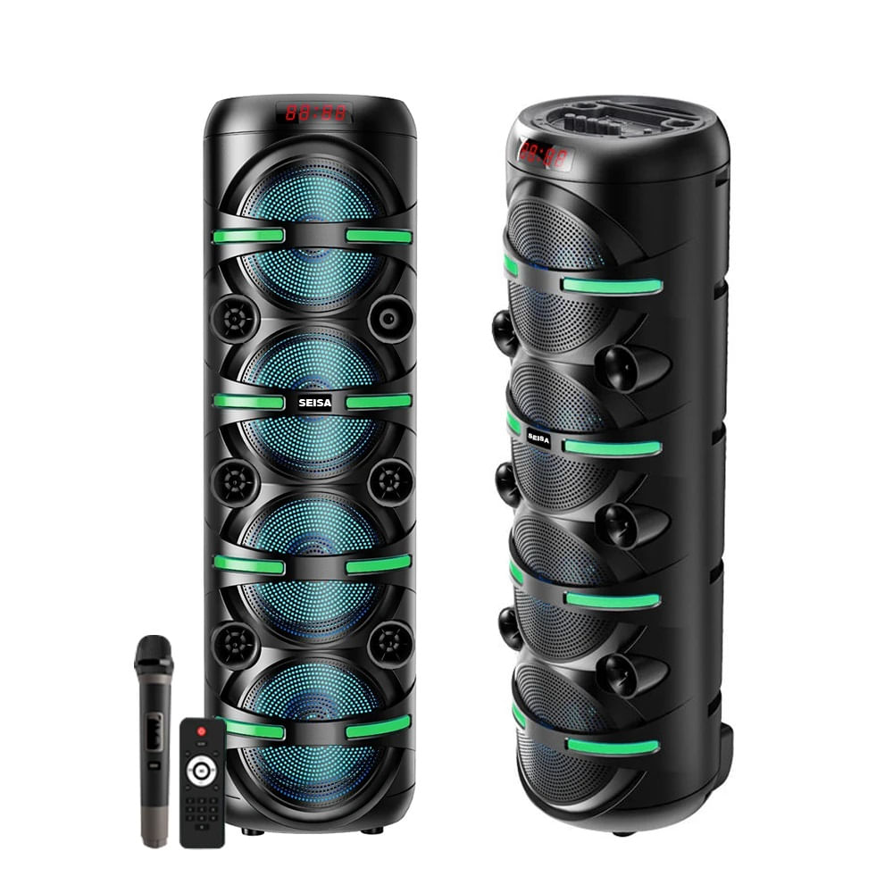 Parlante Torre 8403 y Microfono con Salida USB AUX TF MIC Negro
