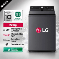 Lavadora 22Kg AI DD Carga Superior Negro Plateado LG WT22EGTXS