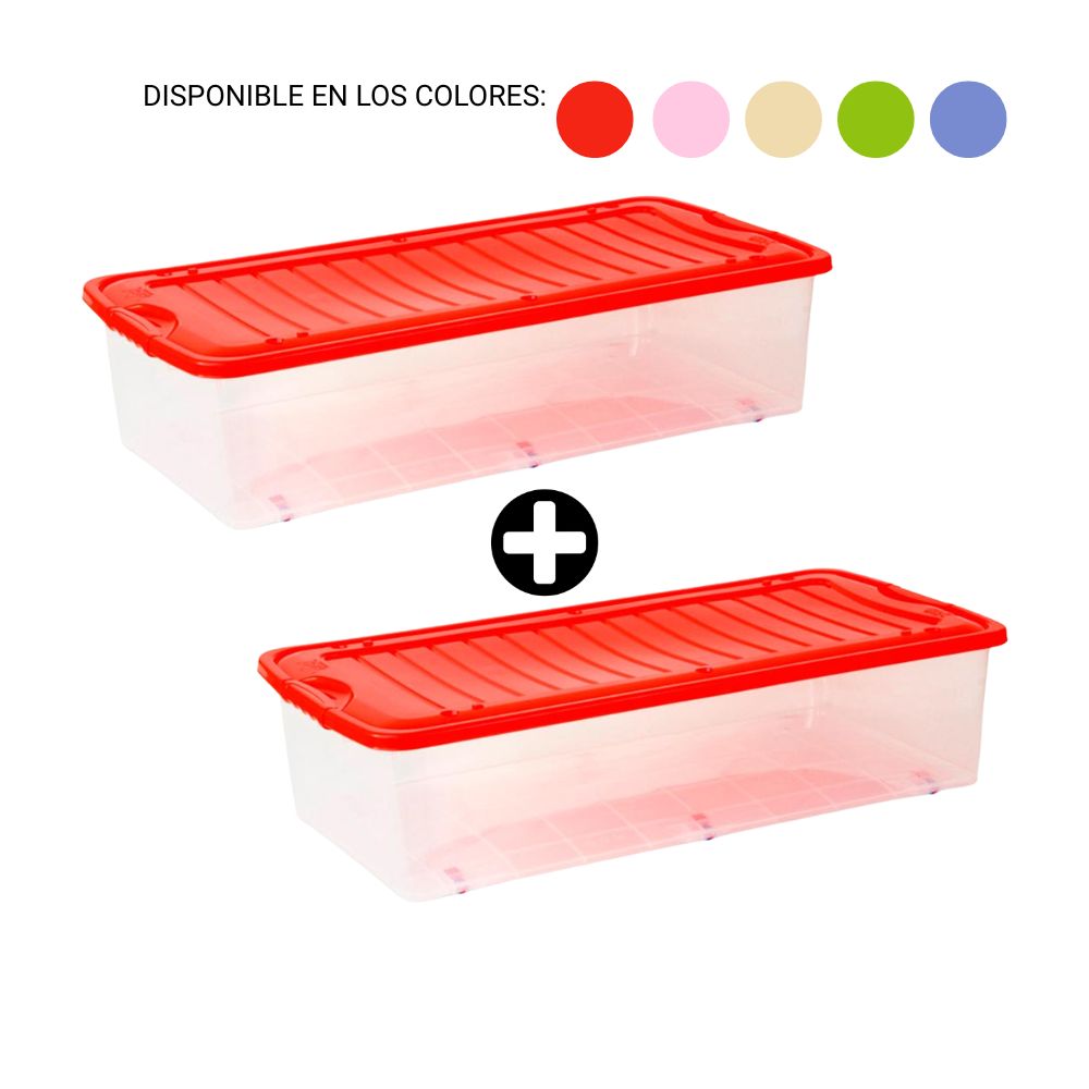 COMBO 2 Cajas Organizadoras Plástico Transparente Suprema Movil #120 Reyplast 48L