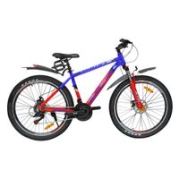 Bicicleta Montañera Bikekam Roma Aro 26 Aluminio Shimano 21V con Frenos de Disco Roja con Azul