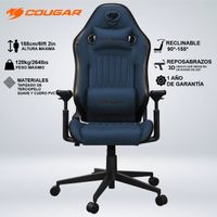 SILLA COUGAR EXPLORE NAVY BLUE F COMODIDAD ESTILO TERCIOPELO RECLINA 155 GRADOS