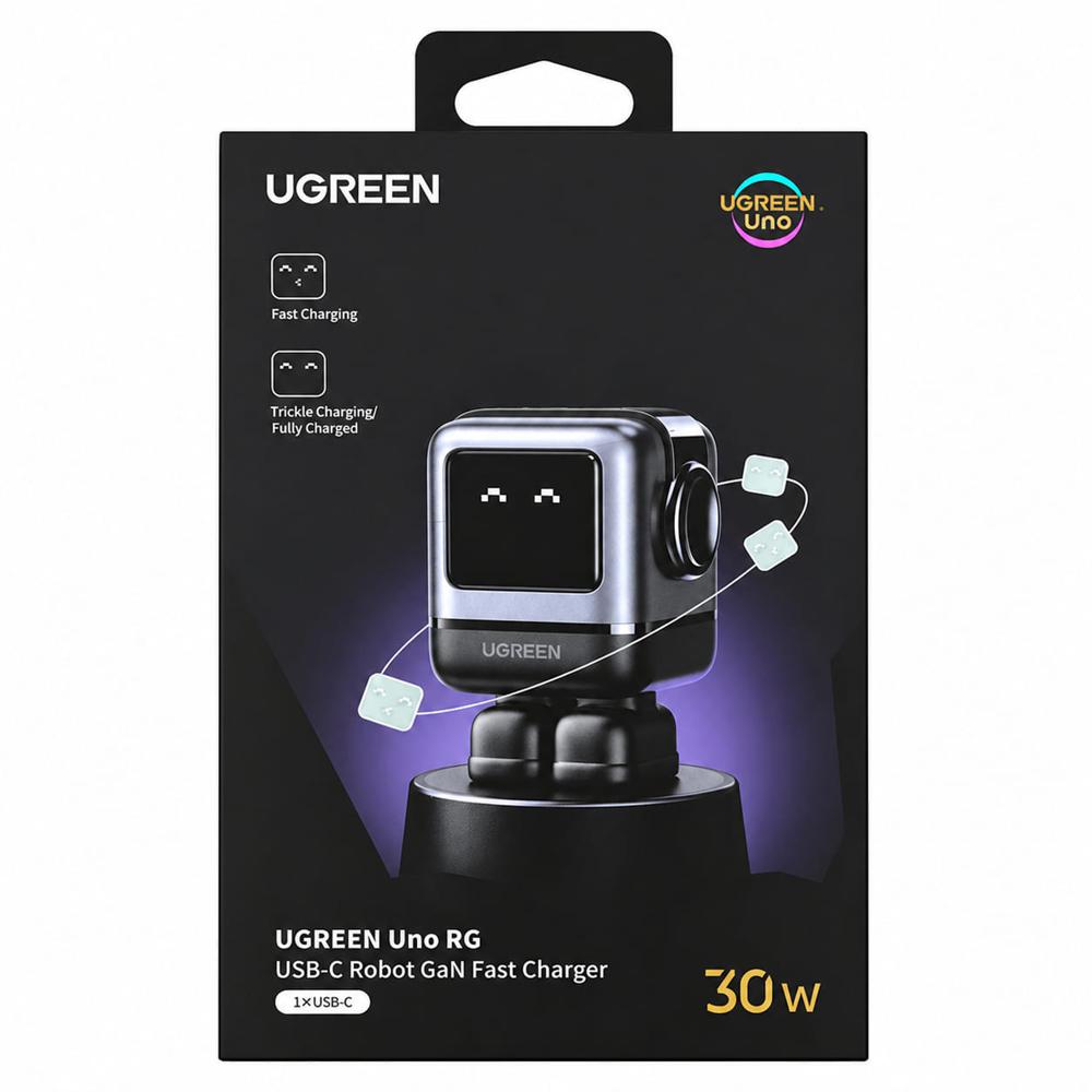 Cargador Ugreen CD359 30W Robot GaN Tipo C Nexode Gris