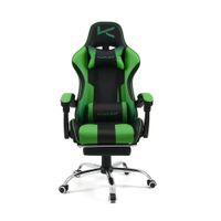 Silla Gamer Kuzler Verde Masajeador Lumbar Reposapiés y Base Metálica RIK-101G