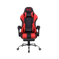 Silla Gamer Kuzler Roja Masajeador Lumbar Reposapiés y Base Metálica RIK-101RE