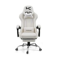 Silla Gamer Kuzler Blanca Masajeador Lumbar Reposapiés y Base Metálica RIK-101AW