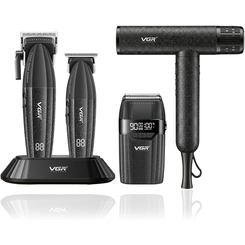 Combo Barber Pro Vgr V-640s4 Clipper Trimmer Shaver Secador