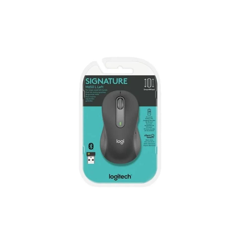 MOUSE LOGITECH SIGNATURE M650 SILENT LARGE LEFT WIRELESS-BLUETOOTH BLACK