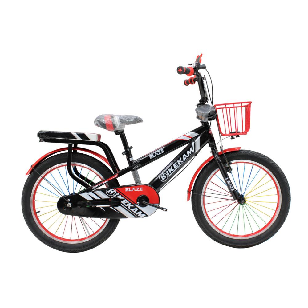 Bicicleta Infantil BLAZE Aro 20 con Canasta y Parrilla Color Negro con Rojo