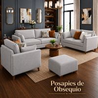 Juego de Sala Allpa Gris Claro Posapies de Obsequio