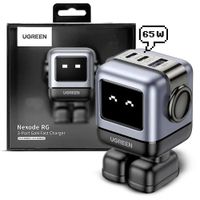 Cargador Ugreen CD361 Robot 65W GaN 3 Puertos Pantalla LED Negro