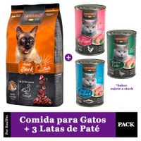 Comida Gato Adulto Leonardo sabor Pato 7.5 kg + 3 Patés