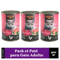 Pack x3 Paté Gato Leonardo Quality Selection Ave 400 gr