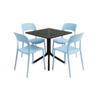 Pack  de Comedor / Mesa TORONTO NEGRO  + 4 sillas LISBOA CELESTE BEBE