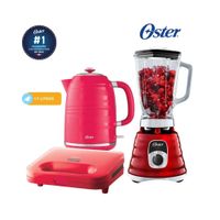Combo Oster Licuadora vidrio refractario - Hervidor 1.7 Lt - Sandwichera