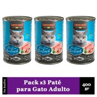 Pack x3 Paté Gato Leonardo Quality Selection Pescado 400 gr