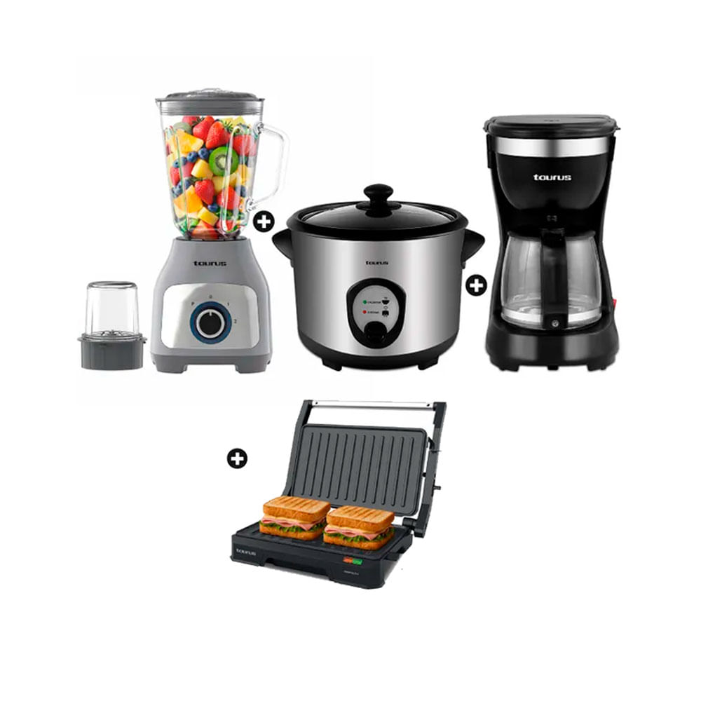 Combo Licuadora Taurus 1.5lt  Arrocera 1.2lt  Cafetera New Mini Grill