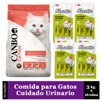 Comida Gato Problemas Urinarios Canbo 3 kg + Snack 16 tubos