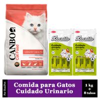 Comida Gato Problemas Urinarios Canbo 1 kg + Snack 8 tubos