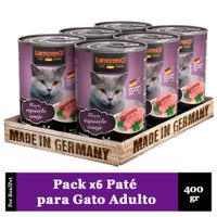 Pack x6 Paté Gato Leonardo Quality Selection Conejo 400 gr