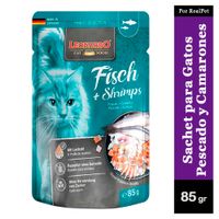 Sachet para Gato Leonardo sabor Pescado y Camarones 85 gr