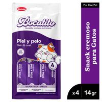 Snack Cremoso Gato Bocatito Piel y Pelo 4 tubos 56g