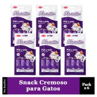 Pack x6 Snack Cremoso Gato Bocatito Piel y Pelo
