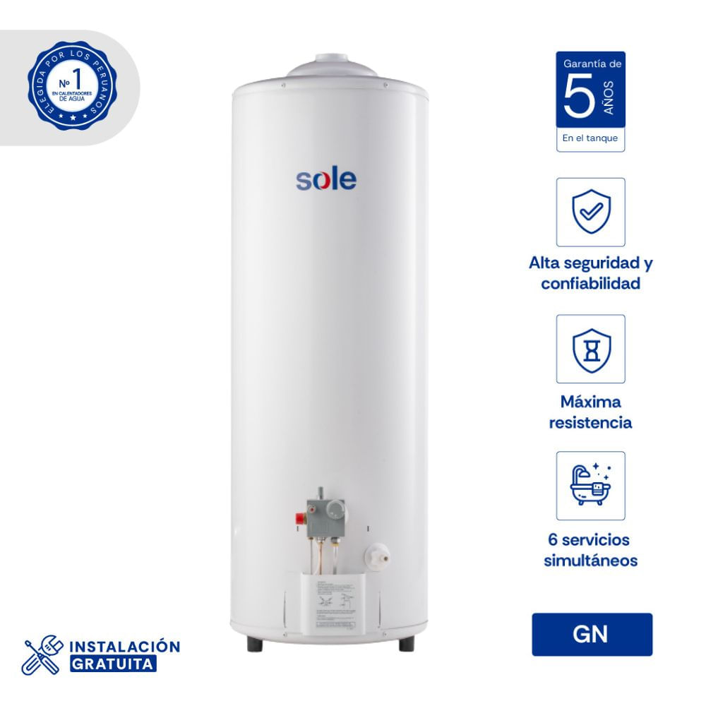 Termotanque a Gas Sole GN Tipo A 110L Blanco