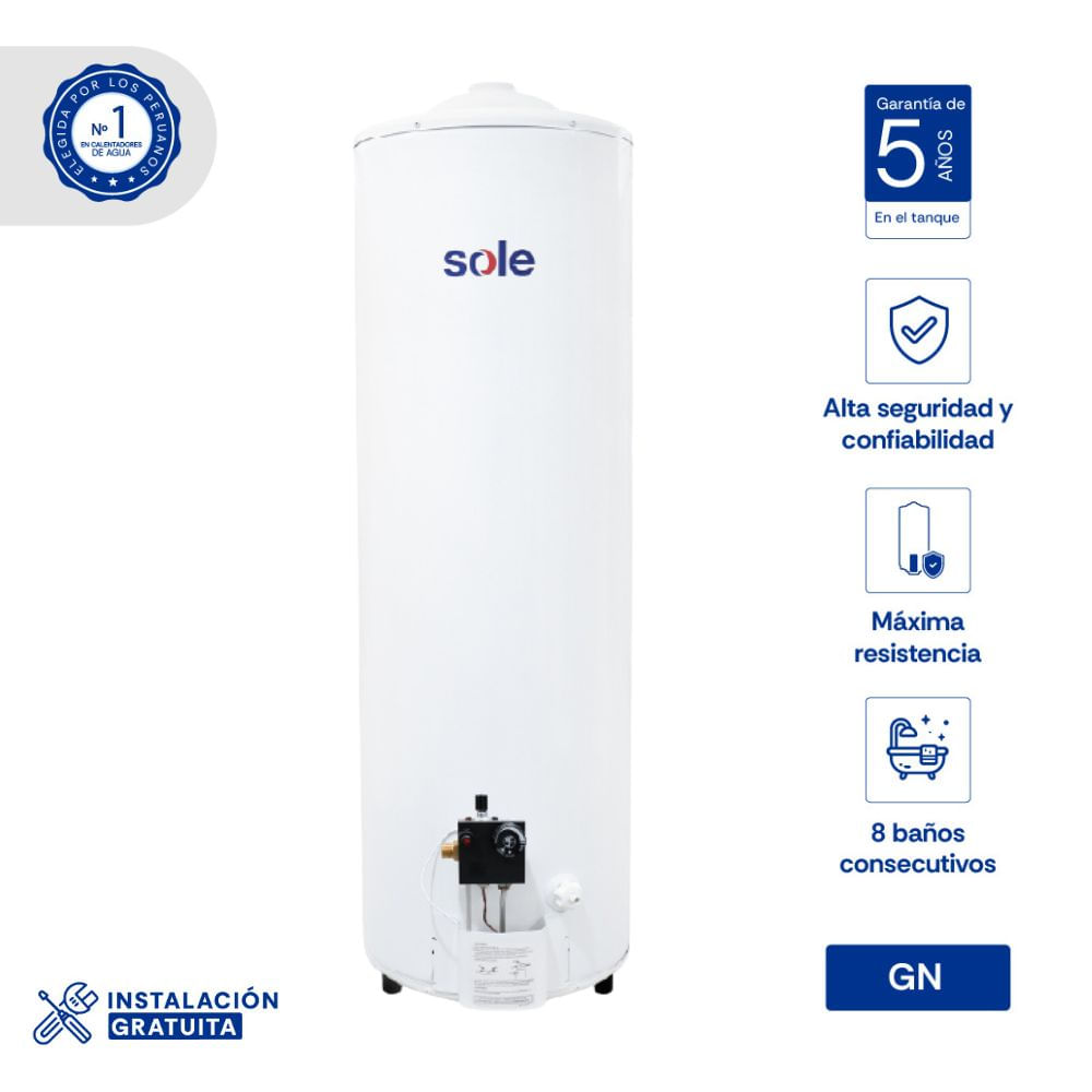 Termotanque a Gas Sole 150L Blanco Aporcelanado