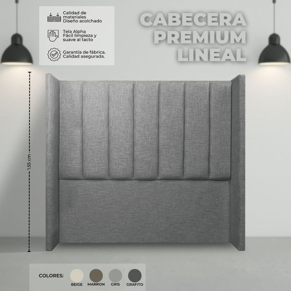 CABECERA PAUZA PREMIUM LINEAL KING GRIS