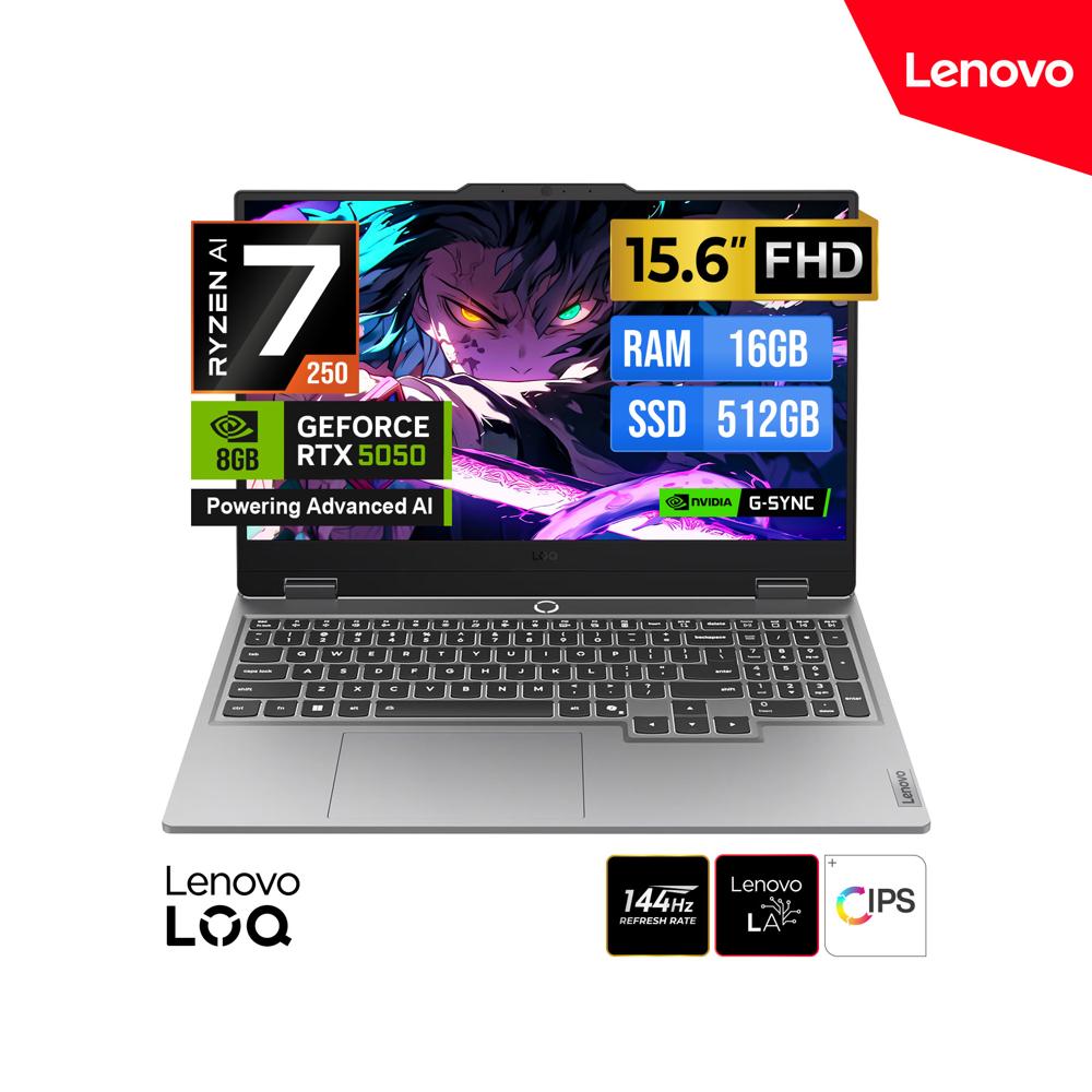 LAPTOP LENOVO LOQ 15AHP10 IA RYZEN 7-250 15.6 FHD 144HZ 16GB 512GB SSD GEFORCE RTX 5050 8GB FREEDOS